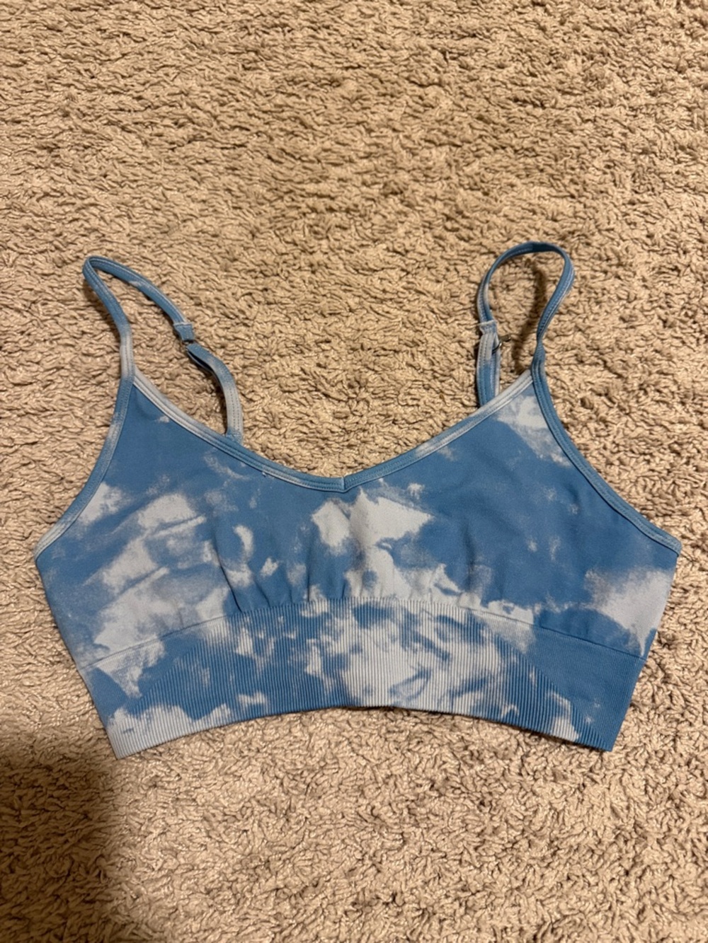 Goddess Blue & White Tie-Dye Sports Bra